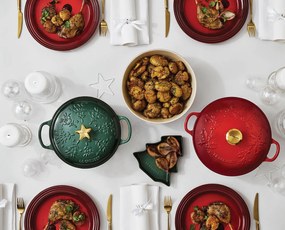 Pekáč Le Creuset Christmas 24 cm fľaškovo zelený