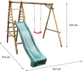 Marimex | Detská drevená hojdačka Marimex 1 + modrá šmykľavka | 11640362