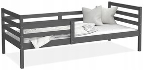 Vulpi Detská sivá posteľ IWY 160x80 s bariérkou, roštom a matracom