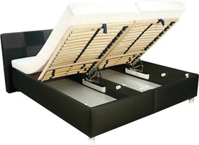 Posteľ Nice 180x200 cm, čierna ekokoža/sivá tkanina, bez matracov