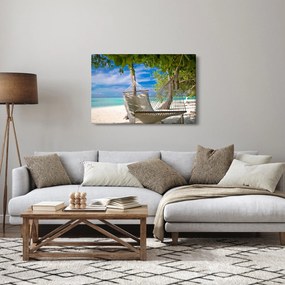 Obraz - Hojdacia sieť na pláži (90x60 cm)