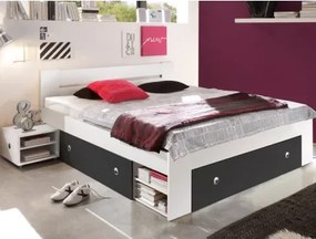 Posteľ s nočnými stolikmi Stefan 140x200 cm, biela/grafit%