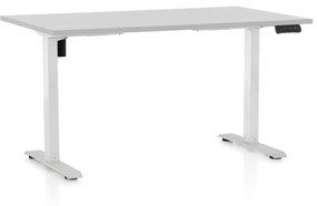 Výškovo nastaviteľný stôl OfficeTech B, 120 x 80 cm, biela podnož, svetlo sivá
