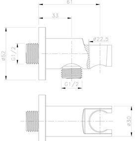 Mosadzný diel na pripojenie sprchy v zlatej farbe ø 5 cm – Sapho