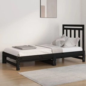 Rozkladacia denná posteľ čierna 2x(90x190) cm borovicový masív