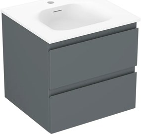 Mexen Orio, kúpeľňová skrinka 50 cm s umývadlom Vela, 2 zásuvky, grafitová matná/biela matná, 91A10-05047-2-BFF66-W23M01