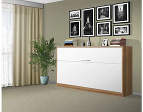 Nabytekmorava Sklápacia posteľ VS1056, 200x90cm farba lamina: orech/biele dvere, Varianta dverí: lesklé