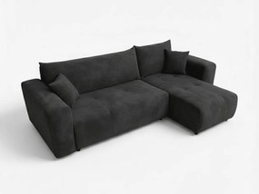 Čierna rozkladacia rohová pohovka SORELA, obojstranná + 2 vankúšiky zadarmo