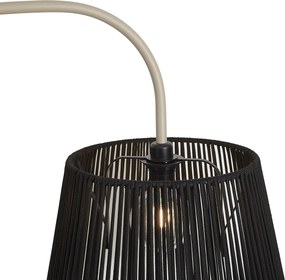 Japandi vonkajšia stojaca lampa béžová s čiernym lanovým tienidlom IP44 - Arc Jayla