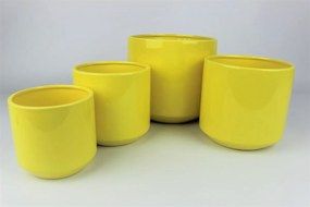 Žltý keramický okrúhly kvetináč 11 cm
