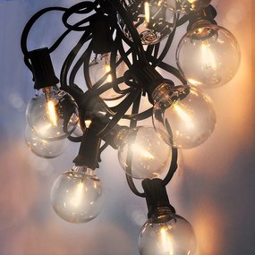 SOLIGHT LED vonkajšia reťaz s žiarovkami, 25 žiaroviek, 15m +5m, 20W, teplá biela