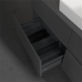 VILLEROY &amp; BOCH Collaro závesná skrinka pod umývadlo na dosku (umývadlo vpravo), 4 zásuvky, 1400 x 500 x 548 mm, Glossy Grey, C09000FP