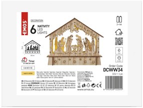Vianočné dekorácie LED betlehem, drevený