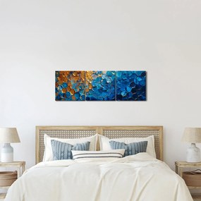 Obraz - Modrozlatá maľba (s hodinami) (90x30 cm)