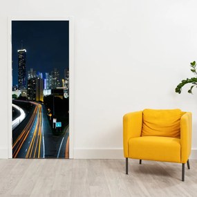 Fototapeta na dvere - Nočná metropola (95x205cm)