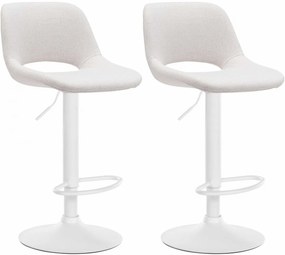 2x Barová stolička Camden - látka, biely rám - Krémová