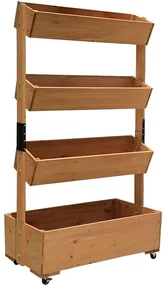 Vertikálny kvetináč Strend Pro, 4-poschodový, s kolieskami (147 x 85 x)