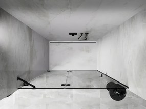Mexen, Mexen Lunar ľavé otočné sprchové dvere 140 cm, transparentné, čierne - 834-140-000-70-00-L