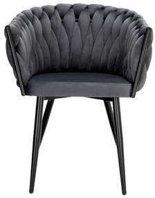 Jedálenská stolička COFTON zamatová, čierna / grafitová