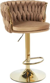 Dekorstudio Barová stolička GLAMOUR TWIST cappuccino (zlatý rám)