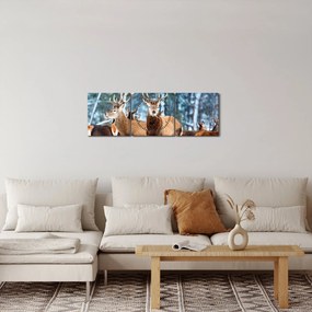 Obraz - Stádo jeleňov (s hodinami) (90x30 cm)