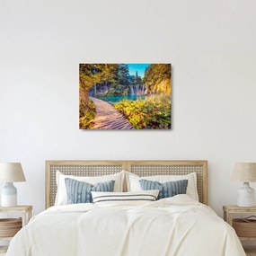 Sklenený obraz - Plitvické jazerá, Chorvátsko (70x50 cm)