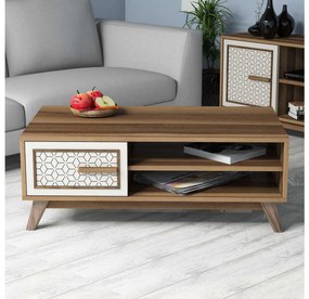 Konferenčný stolík Aysha (orech + krémová). Akcia -15%. Vlastná spoľahlivá doprava až k Vám domov. 1089458