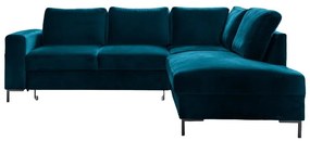 Tyrkysová zamatová rozkladacia rohová pohovka (pravý roh) Lofty Lilly – Miuform