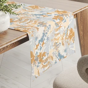 Biante Zamatový behúň na stôl Tamara TMR-043 Hnedo-modré designové rastliny 45x180 cm