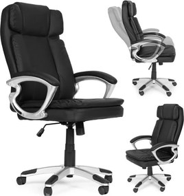 Otočná kancelárska stolička s dvojitým čalúnením a nastaviteľnou výškou, čierna