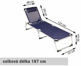 Garthen 61127 Záhradné skladacie ležadlo s vankúšom - tmavo modré