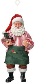 Závesná vianočná dekorácia Santa Claus držiaca mašinku - 9*6*17 cm