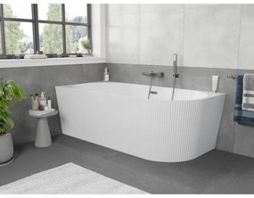 Mexen Silo, rohová voľne stojaca ryhovaná vaňa, ľavá, 170 x 80 cm, biela lesklá, brúsený grafit prepad, 52891708000L-66