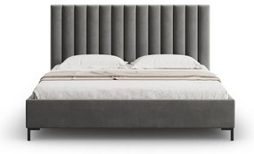 Sivá čalúnená dvojlôžková posteľ s úložným priestorom s roštom 180x200 cm Casey – Mazzini Beds