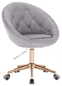 LuxuryForm DESIGN Kreslo VERA na zlatej podstave s kolieskami - sivé