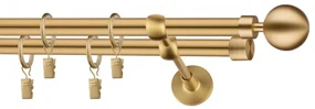 Dekorstudio Garniža dvojradová Guľa MODERN zlatá 19mm Dĺžka: 120cm, Typ uchytenia: Držiak dvojitý otvorený, Typ príslušenstva: Krúžky tiché so štipcami