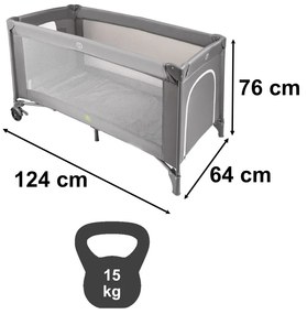 KIK Skladacia cestovná postieľka 60x120 cm s matracom, do 15 kg