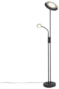 Stojaca lampa čierna vrátane LED a stmievača so svetlom na čítanie - Fez