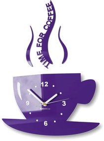 Nástenné hodiny Time for coffee fialová