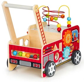 Drevené vzdelávacie odrážadlo s kockami pre deti - Hasičské auto