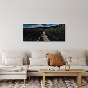 Obraz drevenej cesty za súmraku (120x50 cm)