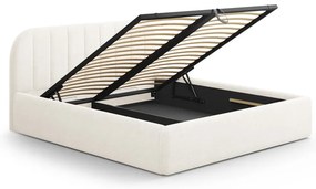 Slonovinová čalúnená dvojlôžková posteľ s úložným priestorom s roštom 200x200 cm Juno – Windsor &amp; Co Sofas