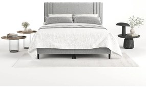 Sivá čalúnená dvojlôžková posteľ s úložným priestorom 200x200 cm Musca – Maison de Rêve