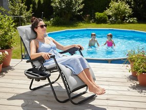CH Záhradné skladacie relaxačné kreslo s vankúšom Zero IV - sivá