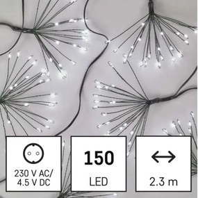 LED Vianočná reťaz 150xLED/5,35m studená biela