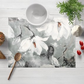 Biante Zamatové prestieranie na stôl Tamara TMR-016 Designové kvetiny na sivozelenom 30x40 cm