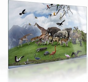 Sklenený obraz - Zvieratká na ostrove (70x50 cm)