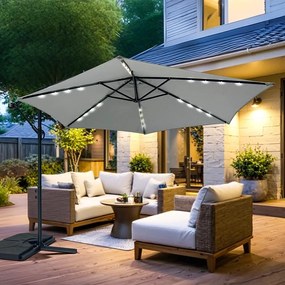 Avenberg Veľký nastaviteľný slnečník Sunny LED300, sivý
