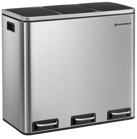 SongmicsHome Kôš na separovanie odpadu SORT 54l (3x18 l), nerezová