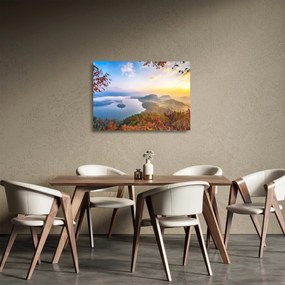 Sklenený obraz - Bledské jazero (70x50 cm)